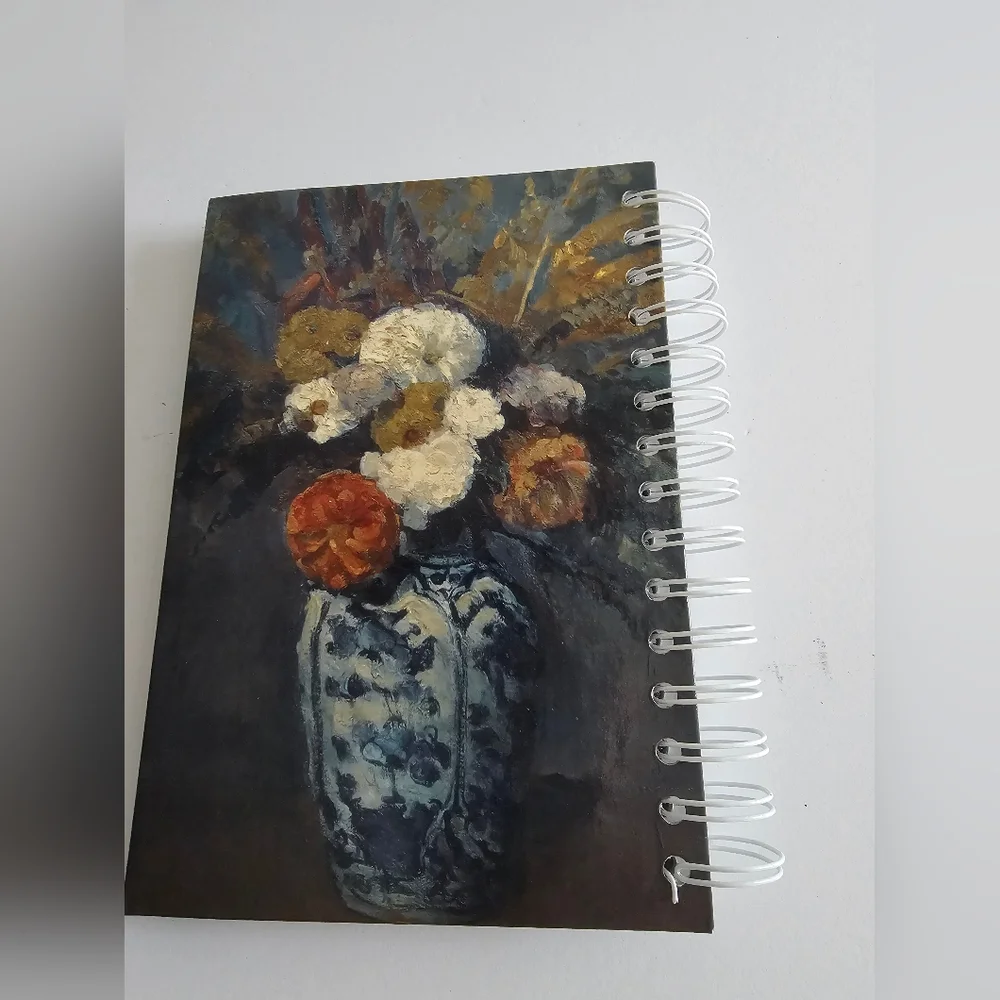 Vintage Floral Spiral Address Book - Impressionist Still Life Chinoiserie Vase